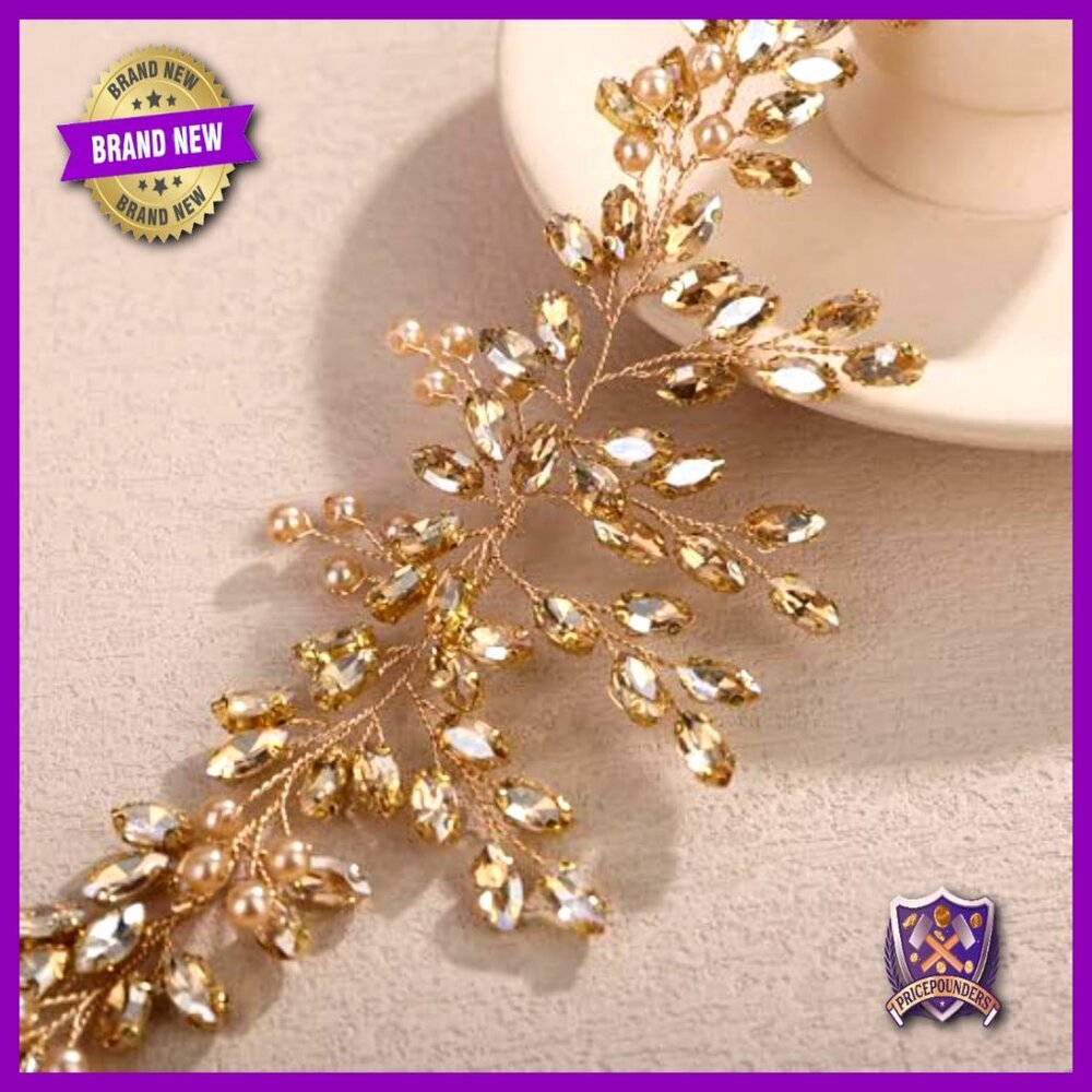 Handmade Crystal Pearl Hair Vine Headband Wedding Bridal Accessory - Picture 4 of 5
